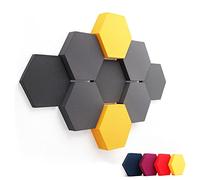 FENNEXT ® Velvet Pannelli Fonoassorbenti Design - Ottimizzazione del suono e anti-riverbero per gaming, YouTube Studio, ufficio, 9x Pannelli decorativi 3D per parete YELLOW DARK