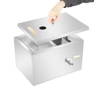 Fennnds Separatore grasso da 20 l, separatore grasso per gastronomia, filtro a 4 livelli, doppio bordo, coperchio integrato, 35 x 25 x 23 cm