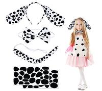 Fennoral 5pz Set Costume da Dalmata Costume da Cane di Carnevale Dalmata Cane per Bambini-Corna Cane Fascia Papillon Coda-per Dalmata Epifania Travestimento Imitazione Cosplay Festa Regalo Animale