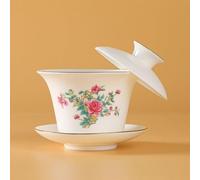 FENNYYAR Mutton-fat Jade White Porcelain Gaiwan, 150 ml 5 oz, ciotola da tè in ceramica stile cinese Kung Fu Set da tè
