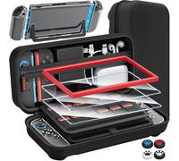 Fenolical Kit di Accessori 14 in 1 Compatibile con Nintendo Switch 2, Custodia per Switch 2, Custodia Protettiva in Vetro per lo Schermo, con 2 Guide, 4 Protezioni per Joystick e Altro Ancora.