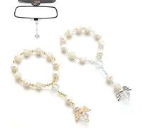 FENQURO 2 Pcs Chapelet de voiture pour ange gardien, Pendentif rétroviseur, Décoration intérieure de voiture, Pendentif porte-bonheur, Accessoire de voiture, Cadeau ange gardien