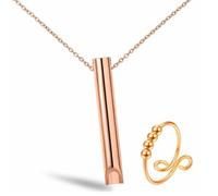 FENQURO 2 PCS Collana per Alleviare Lo Stress, Collana per Ansia, Collane per Uomo Donna per Consapevole Antistress, per Esercizi Di Respirazione Per Meditazione, Rilassamento, Panico