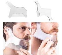FENQURO 2 PCS stencil Pettine per Barba,Pettine Stencil Barba,Signori pizzetto Collo Sagome per Barba Styling Tool per allineare e rifinire Gli Uomini rasatura della barba,Trasparente