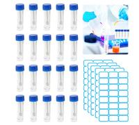 FENQURO 20 PCS 20ml Contenitore Feci per Analisi, Provetta con Cucchiaio per Laboratorio Scuola Educativo, Provetta Urine per Analisi Gatti e Cani, Contenitore Urine per Analisi Campione Bottiglia