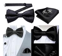 FENQURO Papillon da Uomo, Papillon Uomo Nero Regolabili, Papillon da Annodare con Gancio, Papillon Pre-legati in Tinta Unita per Adulto e Bambini, Cravatta a Farfalla per Matrimoni, Feste