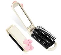 FENQURO Spazzola per capelli da viaggio con specchio, pieghevole, tascabile, mini spazzola da viaggio per massaggi, spazzola compatta per capelli, strumento per lo styling dei capelli, per palestra