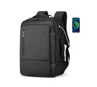 Fenree.geer Zaino da viaggio da uomo, approvato dal volo, con porta USB, impermeabile, espandibile per computer, zaino per computer da 17,3 pollici, nero, per università/lavoro, nero, Large, Zaino da