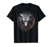 Fenrir Geri Freki Wolf Odin Rune Guerriero Vichingo Valhalla Maglietta