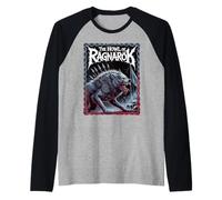 Fenrir L'Ululato di Ragnarok Mito Norreno Leggenda Vichinga Lupo Maglia con Maniche Raglan