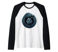 Fenrir Lupo Ouroboros Valknut Mito Norreno Simbolo Vichingo Maglia con Maniche Raglan