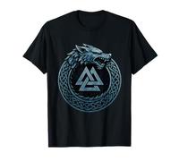 Fenrir Lupo Ouroboros Valknut Mito Norreno Simbolo Vichingo Maglietta