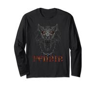 Fenrir Viking Nordico Monstro Lupo Con Occhi Rossi Maglia a Manica