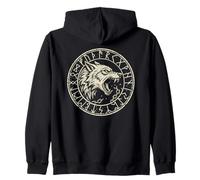 Fenrir Wolf Odin Rune Fenrirwolf Guerriero Vichingo Valhalla Felpa con Cappuccio