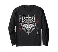 Fenrir Wolf Rune Design | Simbolo della Mitologia norrena. Maglia a Manica