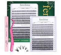 Fenshine Ciglia Finte Naturali Ciuffetti Estensione Ciglia Individuali D Curl Lunghezza Mista Ciglia a Grappolo DIY Individuali (20D+40D Eyelash Kits)