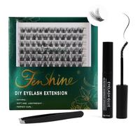 Fenshine Cluster LashesIndividual Lashes Wide Stem C/D Curl 9-15mm Length DIY Eyelash Extension Individual Soft False Lashes for Personal Use at Home (MIX 9-15mm, ST02)