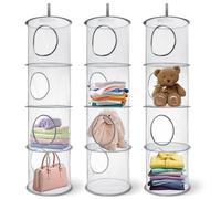 Fentar 3Pezzi Porta Oggetti da Appendere, 4 Livelli Rete di Stoccaggio Sospesa, Portaoggetti da Appendere Pieghevole Organizer Salvaspazio Sospeso per Teddy Vestiti Quilt Armadio