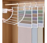 Fentar 4Pezzi 6 in 1 Grucce Pantaloni Salvaspazio, Gruccia Pantaloni Avvolgibile, Girevoli 360°, Multifunzionali Grucce Appendiabiti per Jeans, Cravatte, Foulard, Lenzuola