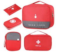 Fentar 5 Pezzi Borsa Pronto Soccorso Vuota, Kit Pronto Soccorso da ViaggioImpermeabile, Borsa Medica Sportiva Portatile, Porta Medicine, Kit Primo Soccorso per Trekking Viaggi Campeggio Casa (Rosso)