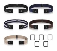 Fentar 5Pezzi Cintura Senza Fibbia Donna Gamme di Marrone, Regolabili Cinture Elastiche Donna, Cintura Invisibile Senza Fibbia, Cintura Elastica Morbida per Jeans Vestito Pantaloni (5 Colori)