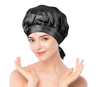 Fentar Cuffia in 100% seta di gelso per dormire, 16 momme, in pura seta, con nastro, traspirante, antiscivolo, per dormire, per la cura dei capelli ricci