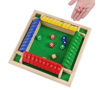 Fentar Gioco Chiudi la Scatola a 4 Giocatori, Chiudere Il Gioco in Scatola di Puzzle, Shut The Box Wooden Dice Game per Famiglie, Shut The Box Game di Matematica da Tavolo, Gioco da Tavolo in Legno