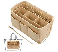 Fentar Tote Feltro Organizer da Borsa Donna, Interno Borsa Organizer con Scomparti Multipli e Zip, Inserto dell'organizer Bag per Marc Jacobs Tote Bag, Interno Borsa Organizer (M, Beige)