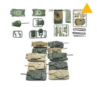 Fenteer 10 Pezzi Modello Carro Armato Kit Costruzione Veicolo Corazzato Puzzle Decorazione Assemblaggio Materiale PP Adatto per Bambini Adulti Collezionismo D, Cina E Stati Uniti
