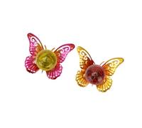 Fenteer 2 luci Forma di Farfalla, Decorazioni artistiche da Giardino in Ferro, alimentate ad energia Solare, per Esterni, Come Regalo paesaggistico,