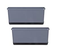 Fenteer 2 Pezzi Vasi Rettangolari per Fiori, Vasi Multiuso con Irrigazione Automatica per Giardino, Grigio