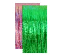 Fenteer 2X Tende con Frange Decorazioni per Feste 39 Pollici x 79 Pollici Decorazioni Pratiche novità Foto Sfondo Parete per Vetrine di Negozi, Rosa Verde
