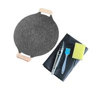 Fenteer 5 Pezzi Piastra per Barbecue Coreana Padella per Griglia Teglia Rotonda E Fornello Da Esterno con Superficie Antiaderente Adatta per Campeggio E Picn, 30 Cm