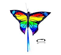 Fenteer Aquilone a Farfalla Colorato, Grande Aquilone da 328 Piedi, con Manico Incluso, Facile da Usare Come Giocattolo da Spiaggia per Cortile, Vacanza, Spia, Rosso Giallo