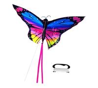 Fenteer Aquilone a Farfalla Colorato, Grande Aquilone da 328 Piedi, con Manico Incluso, Facile da Usare Come Giocattolo da Spiaggia per Cortile, Vacanza, Spia, Blu Rosa