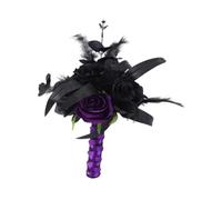 Fenteer Artificiali, Bouquet di Fiori Gotici, Bastoncini Floreali Da Collezione Scuri, Regalo, Ramoscelli, Foglie Nere per Giardino, Halloween, Rosa Nera