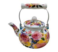 Fenteer Bollitore per Tè Smaltato, Caffettiera, Brocca per Bevande a Tenuta Stagna, Multiuso, Pentola Smaltata Floreale, Brocca per Acqua, per Ufficio, Cucina, Style D