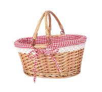 Fenteer Cestino da Picnic con Manico, Cestino in Vimini, Cestino in Rattan, Organizer per La Casa, Cestino Intrecciato a Mano, Cestino per Il Pane per Casa, F, Rosso