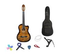 Fenteer Chitarra Acustica Chitarra Classica 6 Corde in Nylon Chitarra Leggera con Tacche per Prestazioni per Adulti per Esami di Viaggio per Principianti, Giallo Acceso