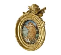 Fenteer Cornice portafoto, cornice per esposizione di immagini, da tavolo, da parete, centrotavola, scultura antica in rilievo di angelo per soggiorno,