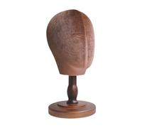 Fenteer Espositore per cappelli, portaoggetti per cappelli, robusto espositore, testa realistica con base in legno modello portacappelli, supporto per, Base Marrone