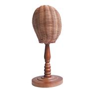 Fenteer Espositore per cappelli, testa di manichino in rattan, portatile, espositore, testa di parrucca alla moda unica, supporto per parrucca per esposizione