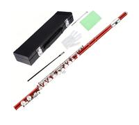 Fenteer Flauto Traverso Placcato Flauto in Do Flauto da Concerto Flauto Chiavi Chiuse Finitura in Cupronickel con Timbro Brillante Foro Imboccatura Angolato, Rosso