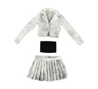 Fenteer Giacca Corta 1/6, Gonna a Pieghe E Top a Tubo per Action Figure, Vestiti per Bambole Leggeri E Portatili alla Moda, Nero Bianco