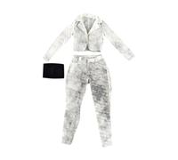 Fenteer Giacca Corta, Pantaloni da Lavoro E Top a in Scala 1/6 per Abiti Fai da Te alla Moda Casual per Bambole. Mini Abbigliamento, Nero Bianco