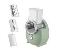 Fenteer Grattugia elettrica per Formaggio Affettatrice per Verdure con da 3 Pezzi Trituratore a Tamburo Rotante Multifunzionale per Carote e cetrioli, Verde