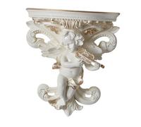 Fenteer Mensola Decorativa Galleggiante con Ornamento a Forma di Cherubino, Statua in Resina per Dormitorio, Scultura Da Parete con Angelo per Libri, Corridoi, Crema Al Violino