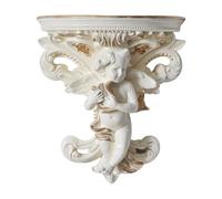 Fenteer Mensola Decorativa Galleggiante con Ornamento a Forma di Cherubino, Statua in Resina per Dormitorio, Scultura Da Parete con Angelo per Libri, Corridoi, Crema