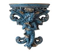 Fenteer Mensola Decorativa Galleggiante con Ornamento a Forma di Cherubino, Statua in Resina per Dormitorio, Scultura Da Parete con Angelo per Libri, Corridoi, Blu