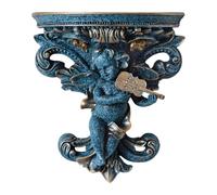 Fenteer Mensola Decorativa Galleggiante con Ornamento a Forma di Cherubino, Statua in Resina per Dormitorio, Scultura Da Parete con Angelo per Libri, Corridoi, Blu con Violino